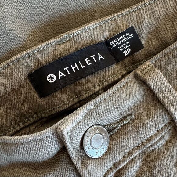 Athleta Flex Olive Green Straight Cropped Jeans Size 2 Petite - Picture 8 of 10